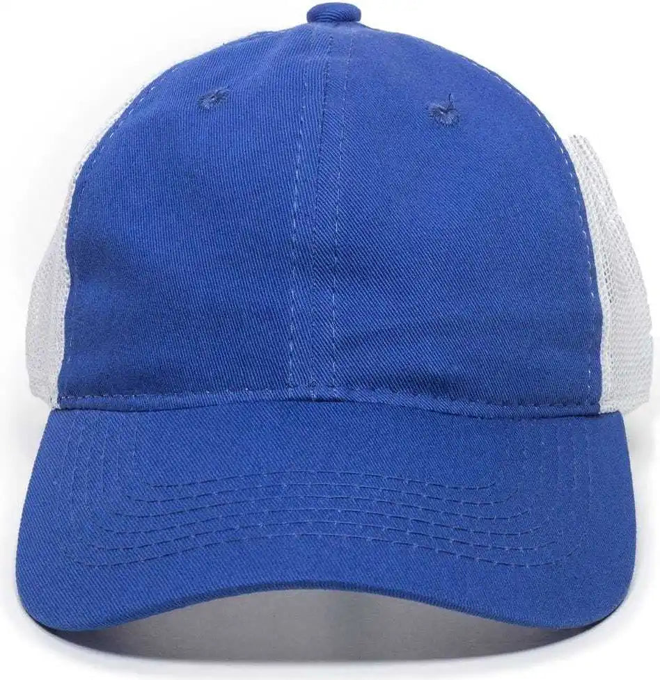 Oc Sports Fwt-130 Garment Wash Mesh Back Baseball Cap - Royal White - 6 7/8’’ - 7 1/2’’