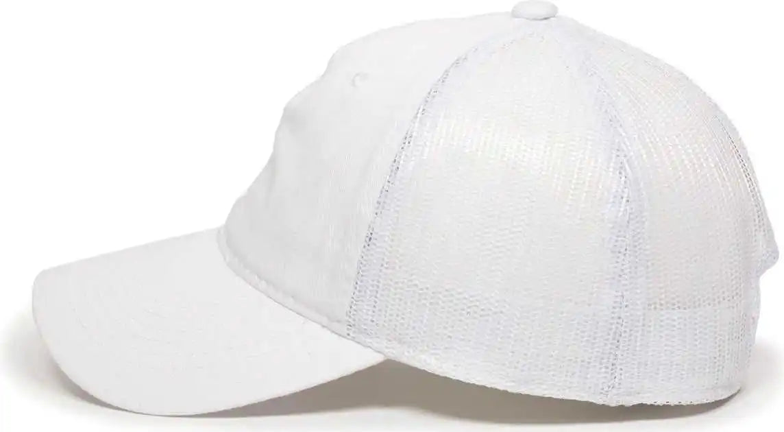 Oc Sports Fwt-130 Garment Wash Mesh Back Baseball Cap - White - 6 7/8’’ - 7 1/2’’
