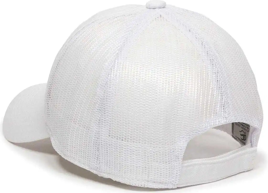 Oc Sports Fwt-130 Garment Wash Mesh Back Baseball Cap - White - 6 7/8’’ - 7 1/2’’