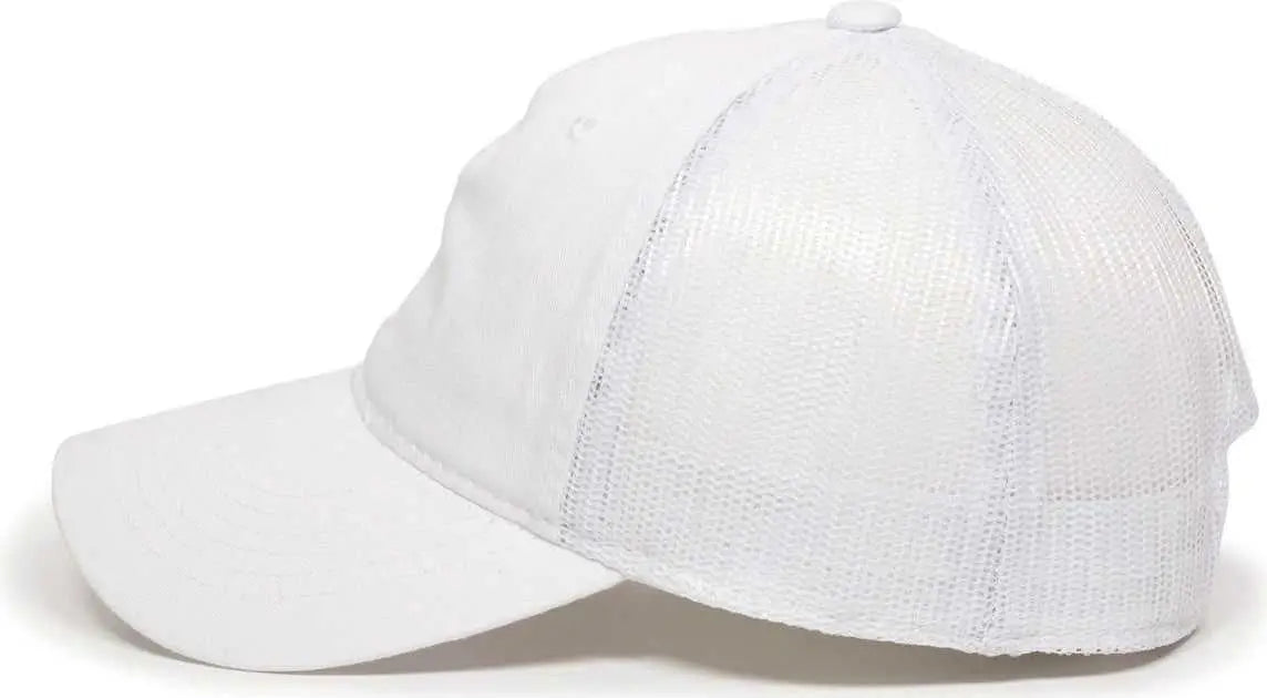 Oc Sports Fwt-130 Garment Wash Mesh Back Baseball Cap - White - 6 7/8’’ - 7 1/2’’