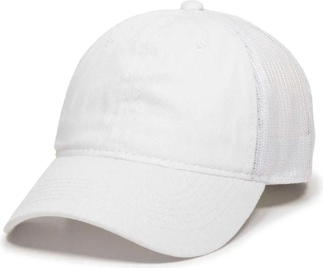 Oc Sports Fwt-130 Garment Wash Mesh Back Baseball Cap - White - 6 7/8’’ - 7 1/2’’