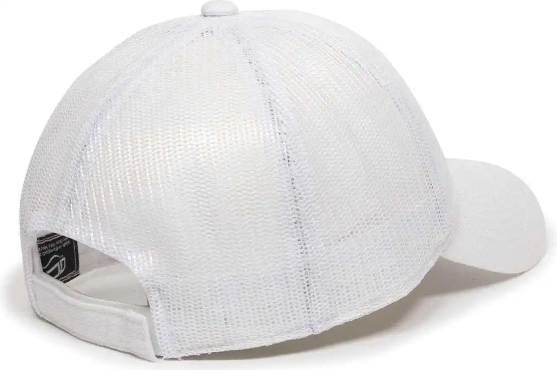 Oc Sports Fwt-130 Garment Wash Mesh Back Baseball Cap - White - 6 7/8’’ - 7 1/2’’