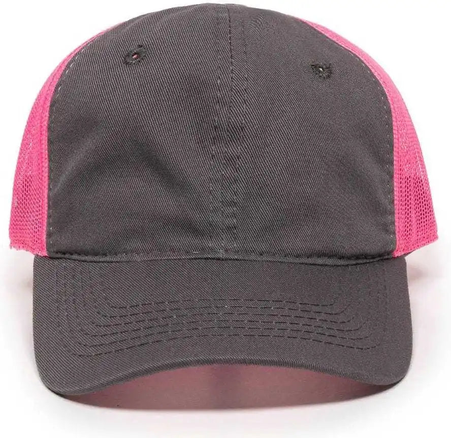 Oc Sports Fwt-130l Adjustable Mesh Back Cap - Charcoal Neon Pink - Dark Gray / 6 7/8’’ - 7 1/2’’