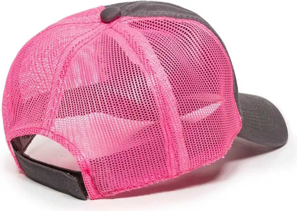 Oc Sports Fwt-130l Adjustable Mesh Back Cap - Charcoal Neon Pink - Dark Gray / 6 7/8’’ - 7 1/2’’