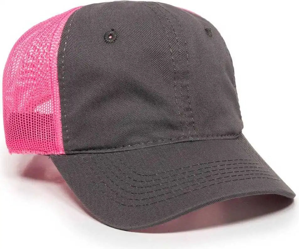 Oc Sports Fwt-130l Adjustable Mesh Back Cap - Charcoal Neon Pink - Dark Gray / 6 7/8’’ - 7 1/2’’