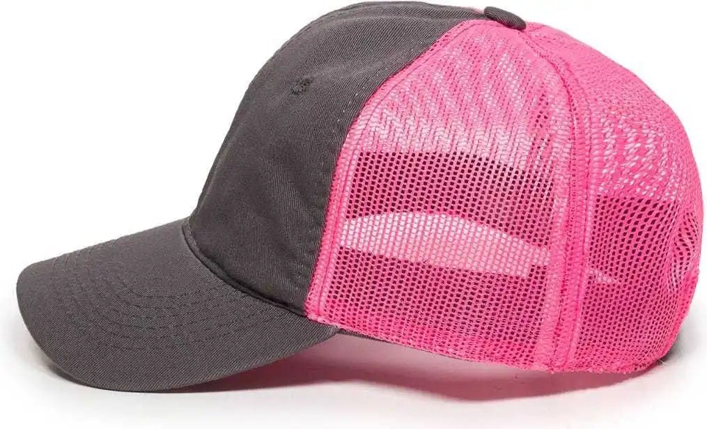 Oc Sports Fwt-130l Adjustable Mesh Back Cap - Charcoal Neon Pink - Dark Gray / 6 7/8’’ - 7 1/2’’