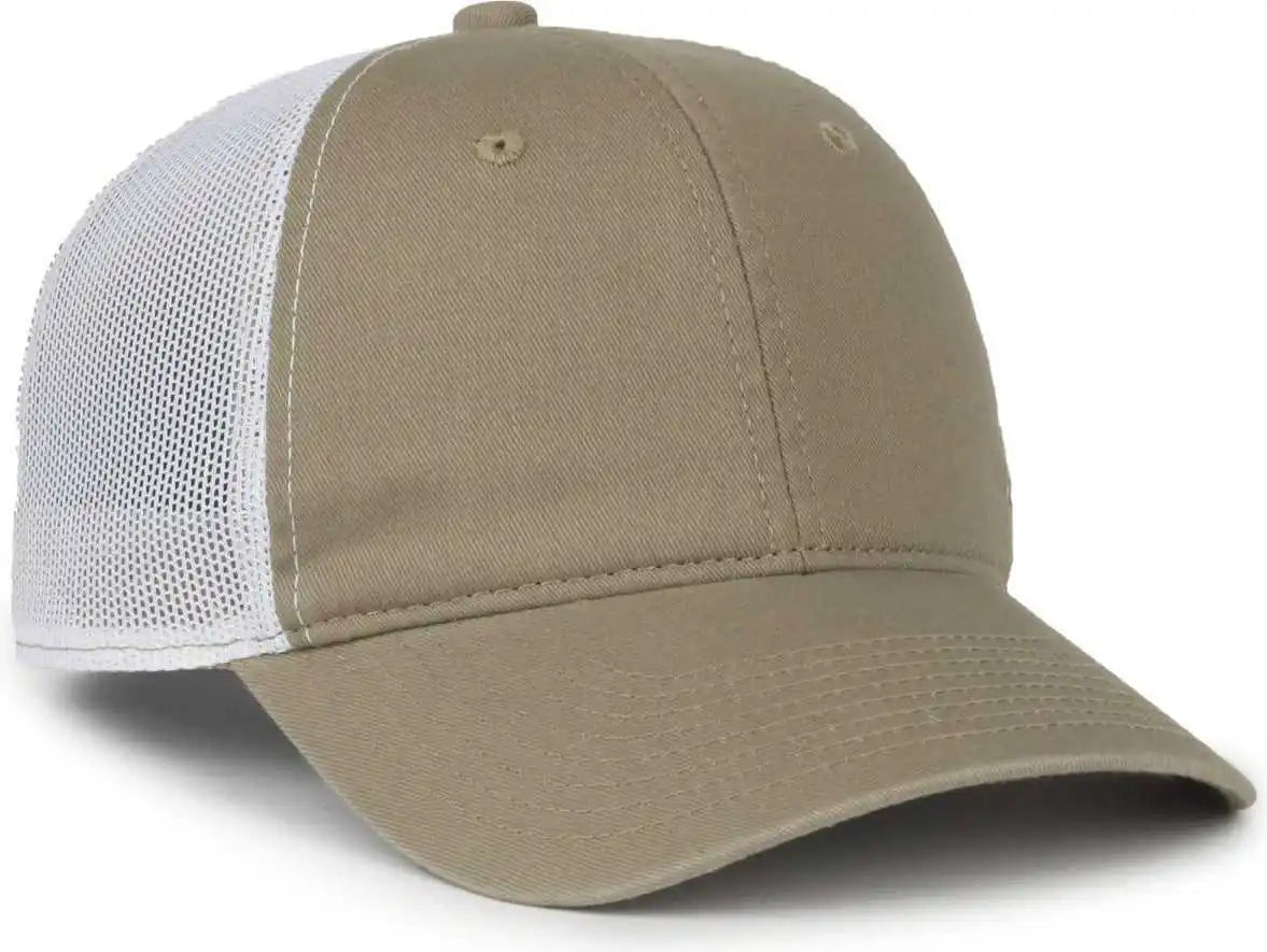 Oc Sports Fwt-130sb Garment Washed Snap Back Cap - Khaki White - Osfm