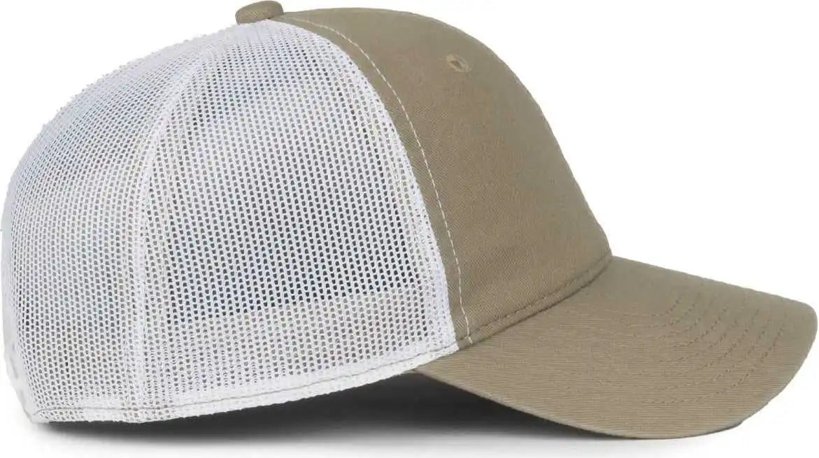 Oc Sports Fwt-130sb Garment Washed Snap Back Cap - Khaki White - Osfm