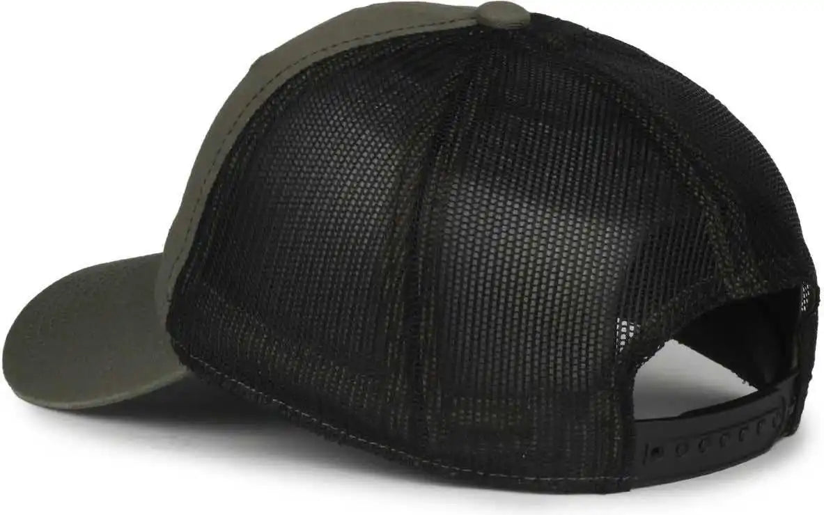 Oc Sports Fwt-130sb Garment Washed Snap Back Cap - Olive Black - Osfm
