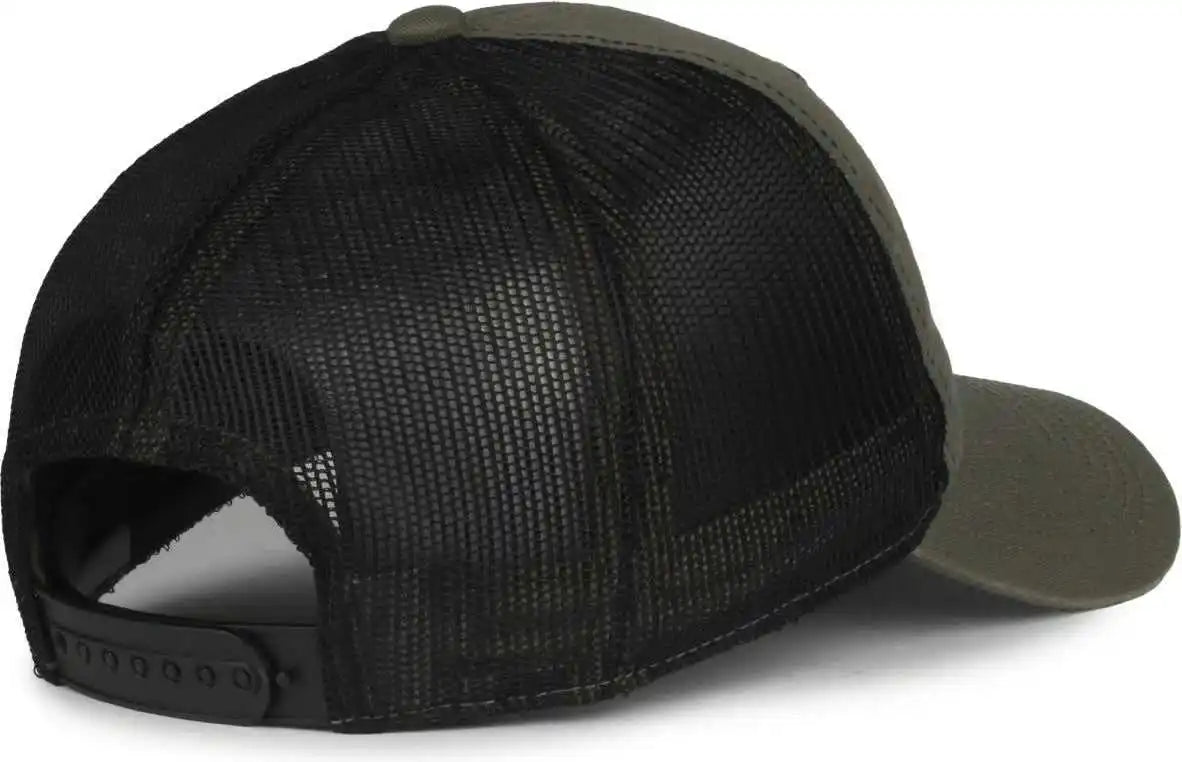 Oc Sports Fwt-130sb Garment Washed Snap Back Cap - Olive Black - Osfm