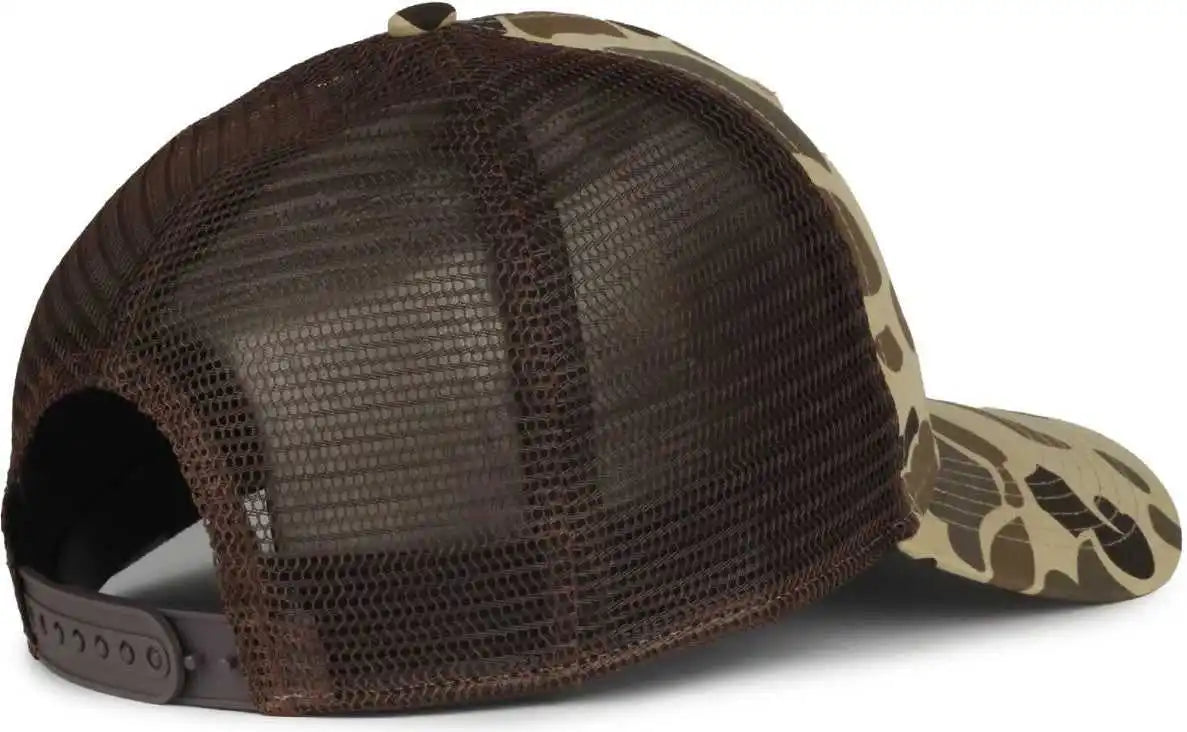 Oc Sports Gc-100m Generic Camo Mesh Back Cap -vintage Waterfowl Brown - Osfm