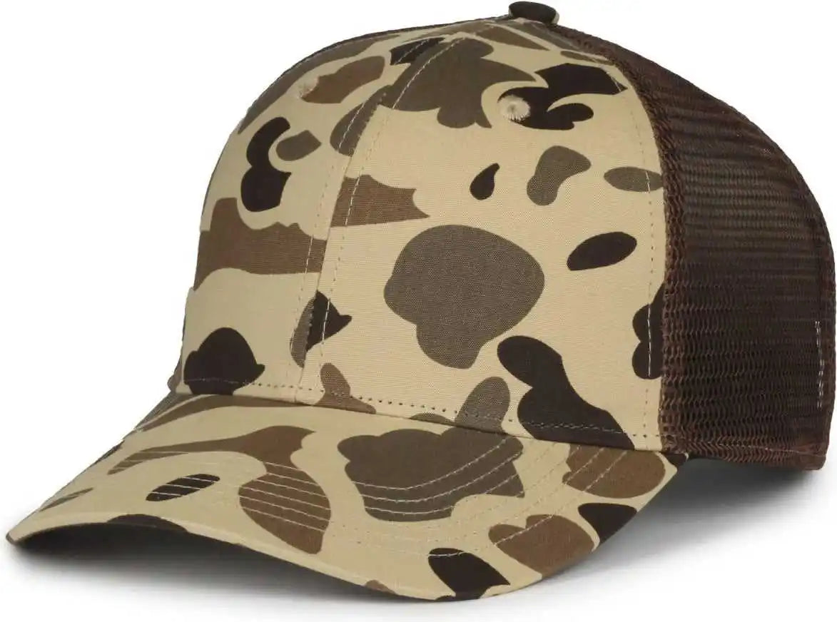Oc Sports Gc-100m Generic Camo Mesh Back Cap -vintage Waterfowl Brown - Osfm