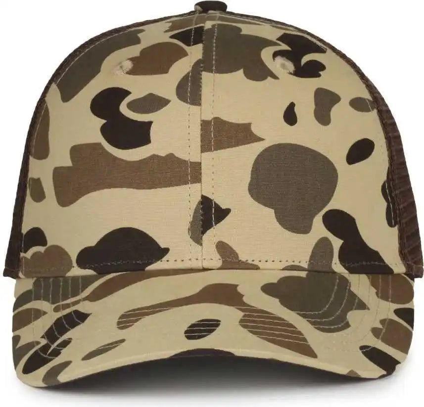 Oc Sports Gc-100m Generic Camo Mesh Back Cap -vintage Waterfowl Brown - Osfm