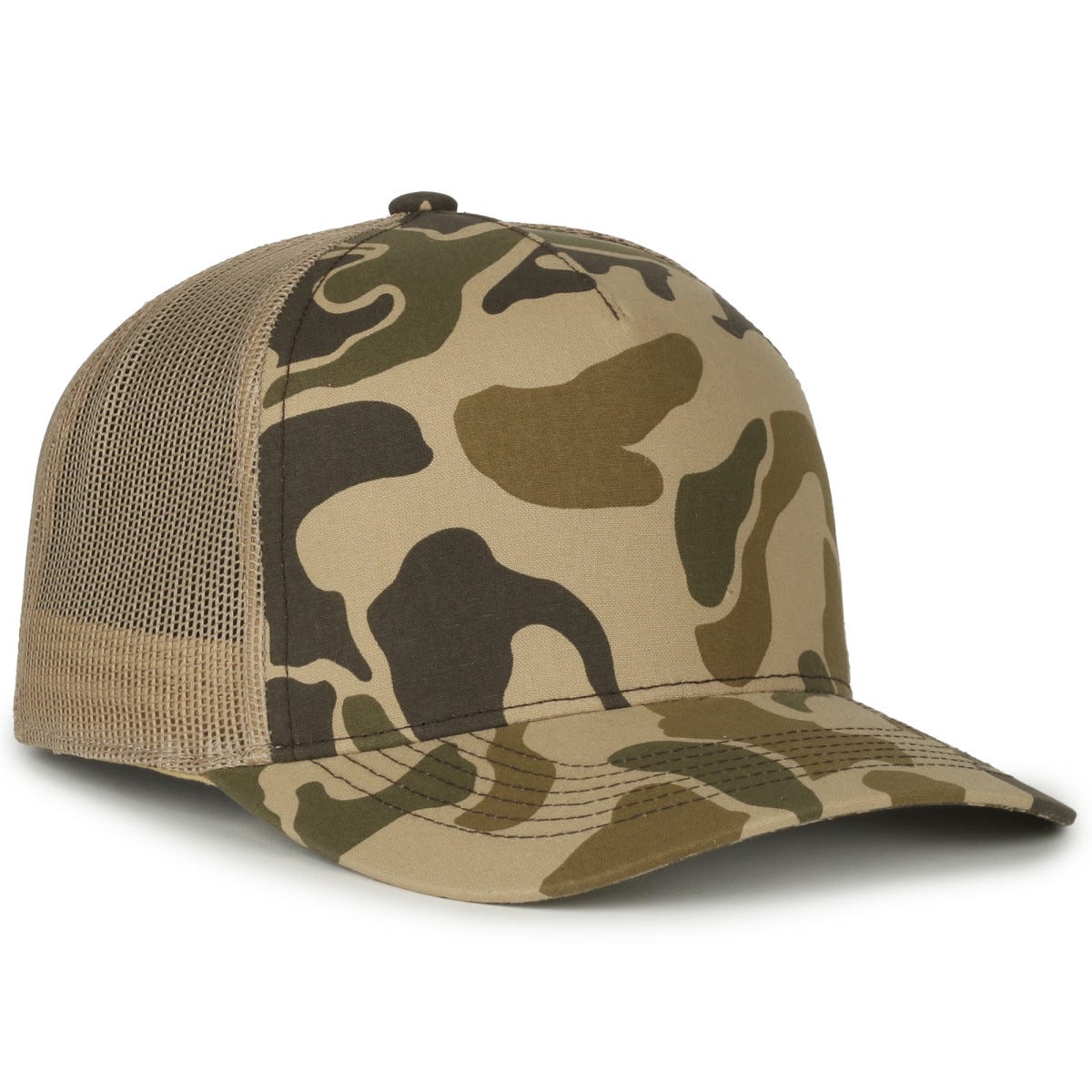 Oc Sports Gc101m 5-panel Camo Mesh Back Cap - Marsh/tan