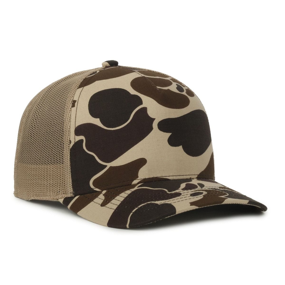 Oc Sports Gc101m 5-panel Camo Mesh Back Cap - Vintage Waterfowl Tan