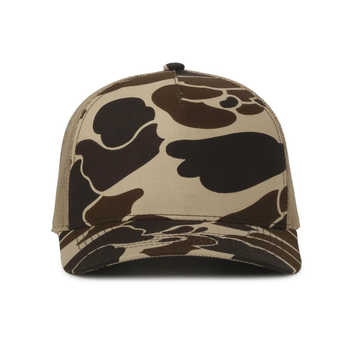 Oc Sports Gc101m 5-panel Camo Mesh Back Cap - Vintage Waterfowl Tan