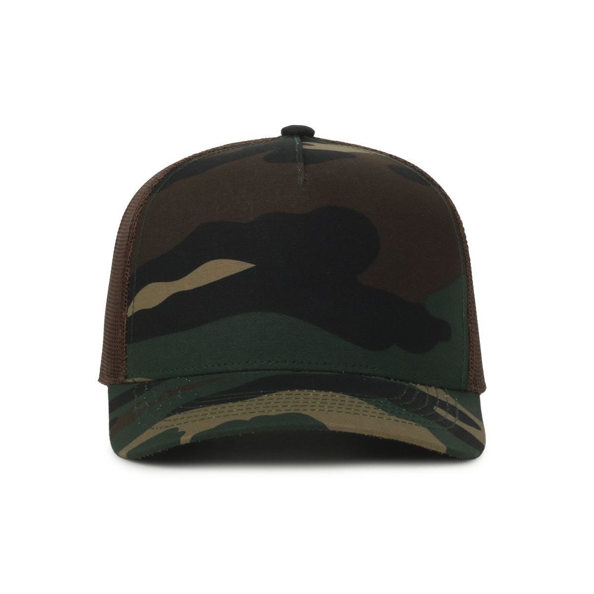 Oc Sports Gc101m 5-panel Camo Mesh Back Cap - Woodland Brown