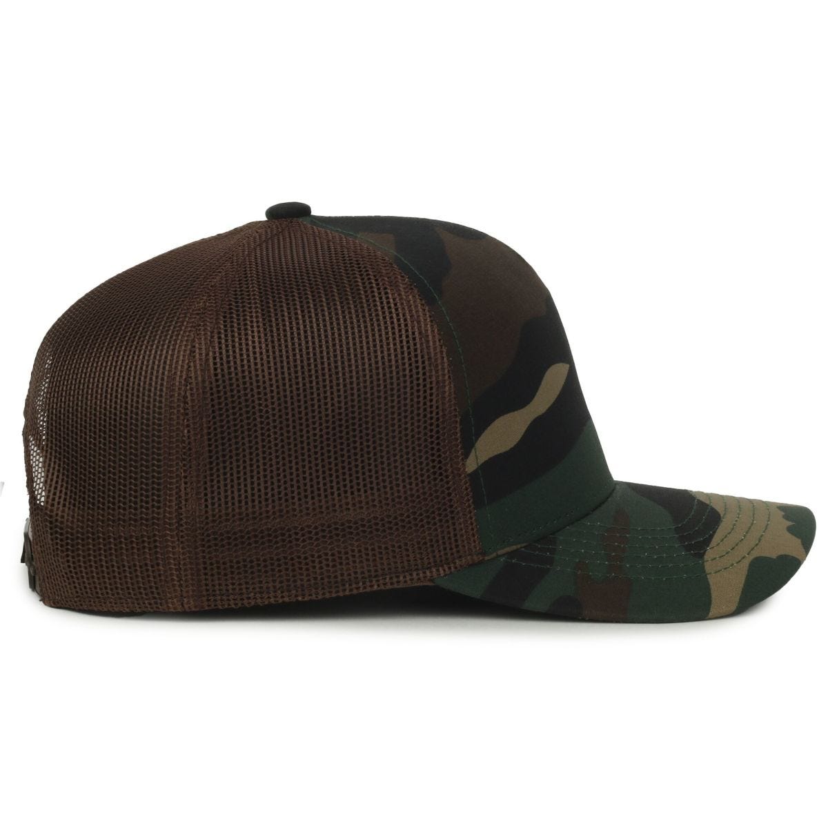 Oc Sports Gc101m 5-panel Camo Mesh Back Cap - Woodland Brown