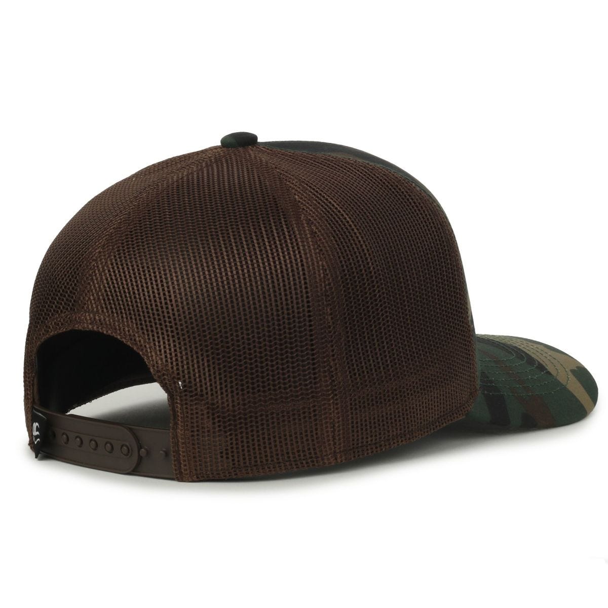 Oc Sports Gc101m 5-panel Camo Mesh Back Cap - Woodland Brown