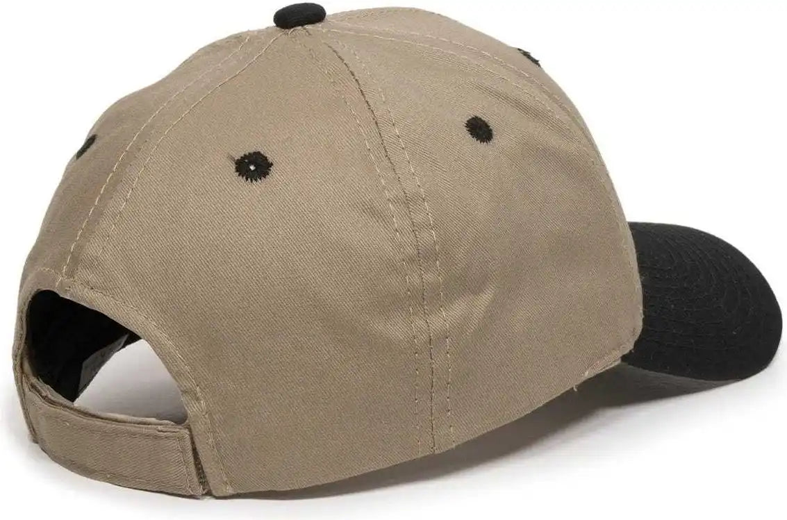 Oc Sports Gl-271 Team Adjustable Custom Baseball Cap - Khaki Black - 6 7/8’’ - 7 1/2’’