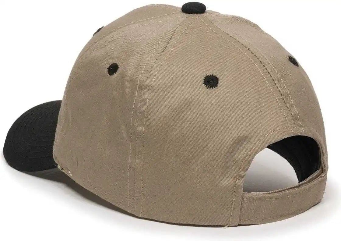 Oc Sports Gl-271 Team Adjustable Custom Baseball Cap - Khaki Black - 6 7/8’’ - 7 1/2’’