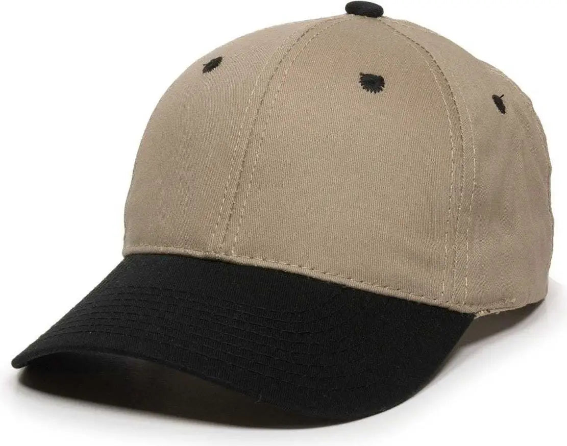 Oc Sports Gl-271 Team Adjustable Custom Baseball Cap - Khaki Black - 6 7/8’’ - 7 1/2’’