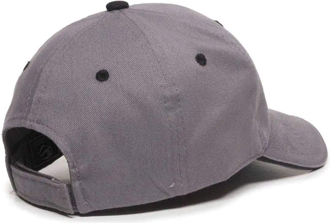 Oc Sports Gl-845 Contrasting Sandwich Button and Eyelet Cap - Charcoal Black - Cardinal White / 6 7/8’’ - 7 1/2’’