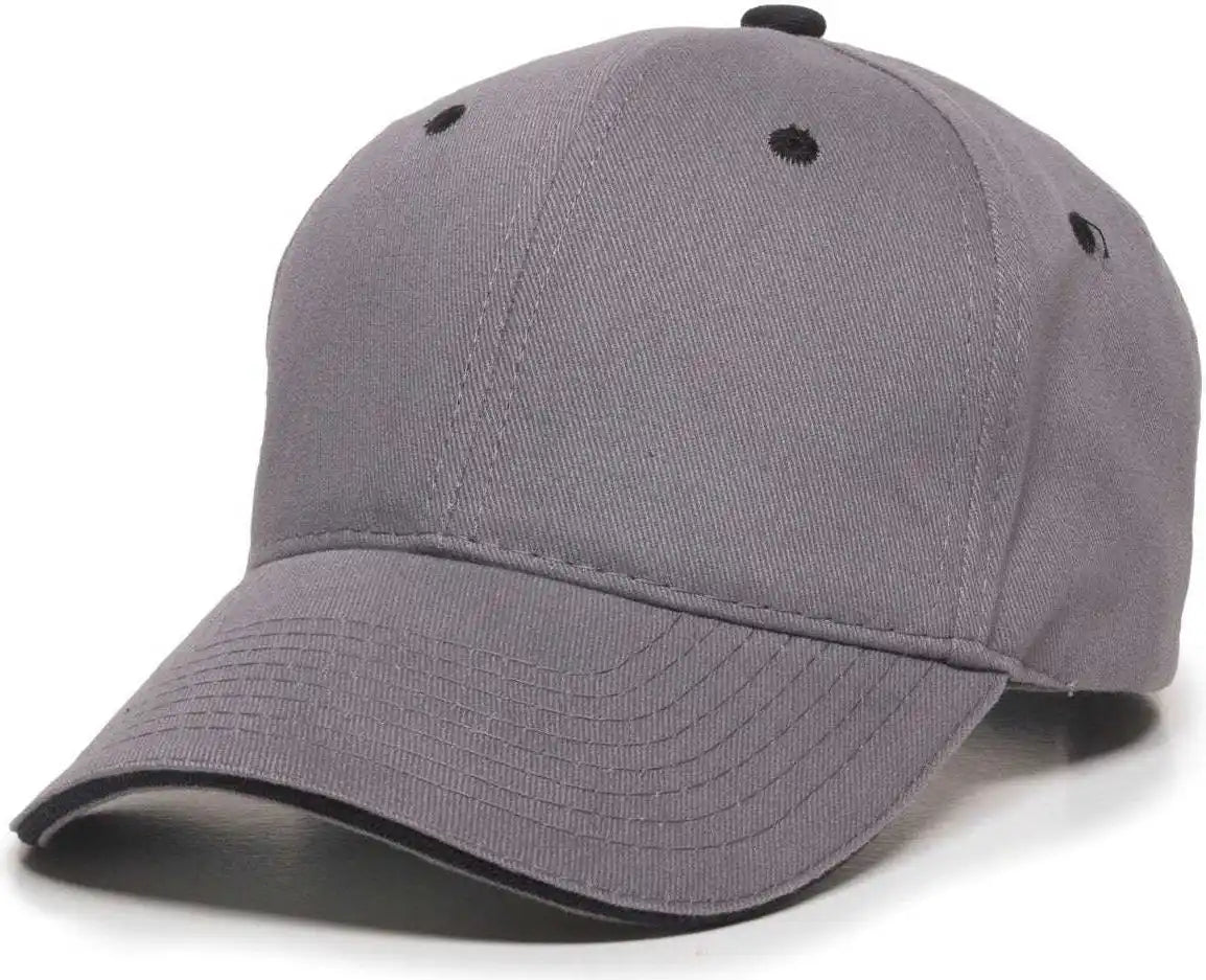 Oc Sports Gl-845 Contrasting Sandwich Button and Eyelet Cap - Charcoal Black - Cardinal White / 6 7/8’’ - 7 1/2’’