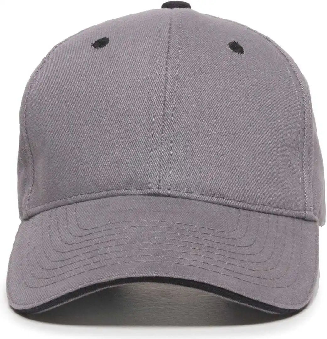 Oc Sports Gl-845 Contrasting Sandwich Button and Eyelet Cap - Charcoal Black - Cardinal White / 6 7/8’’ - 7 1/2’’