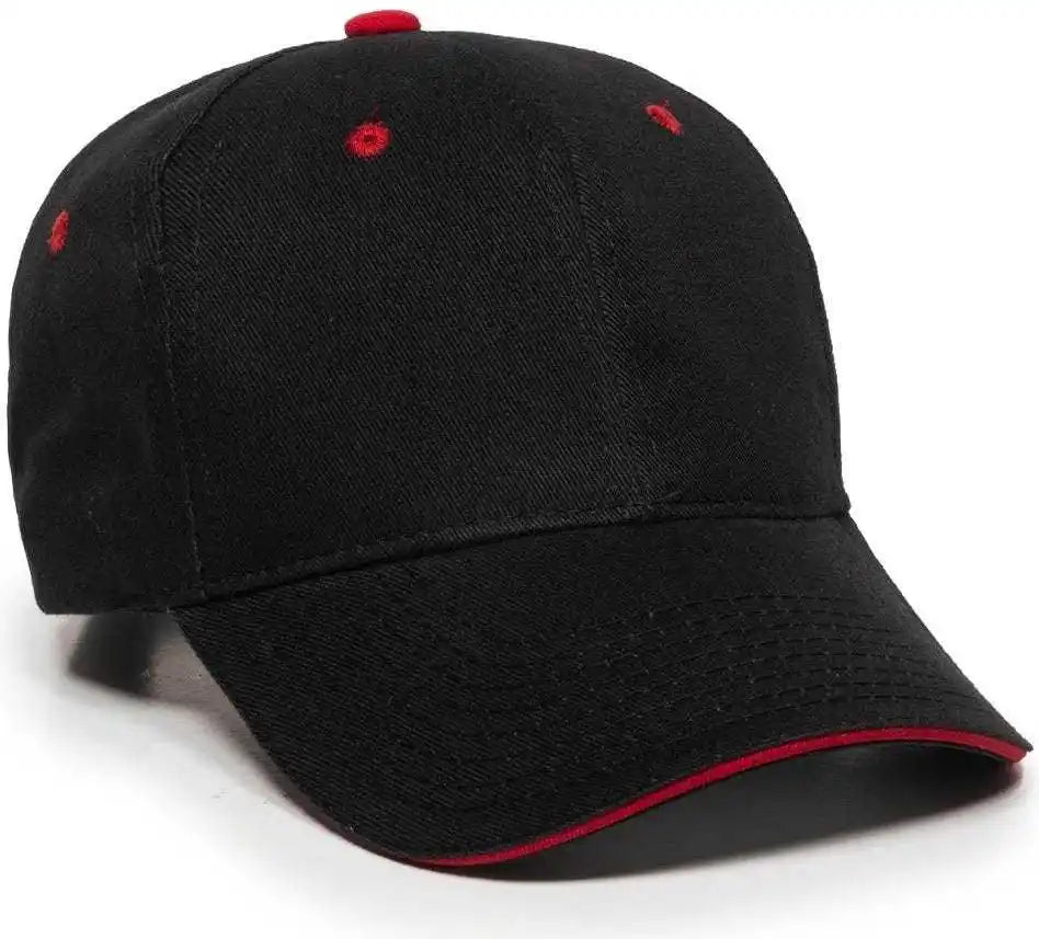Oc Sports Gl-845 Contrasting Sandwich Button and Eyelet Cap - Black Red - 6 7/8’’ - 7 1/2’’