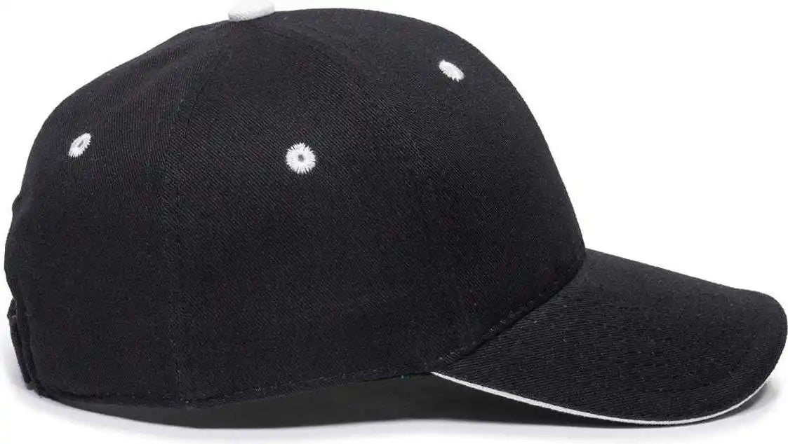 Oc Sports Gl-845 Contrasting Sandwich Button and Eyelet Cap - Black White - 6 7/8’’ - 7 1/2’’