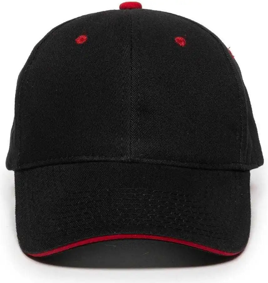 Oc Sports Gl-845 Contrasting Sandwich Button and Eyelet Cap - Black Red - 6 7/8’’ - 7 1/2’’