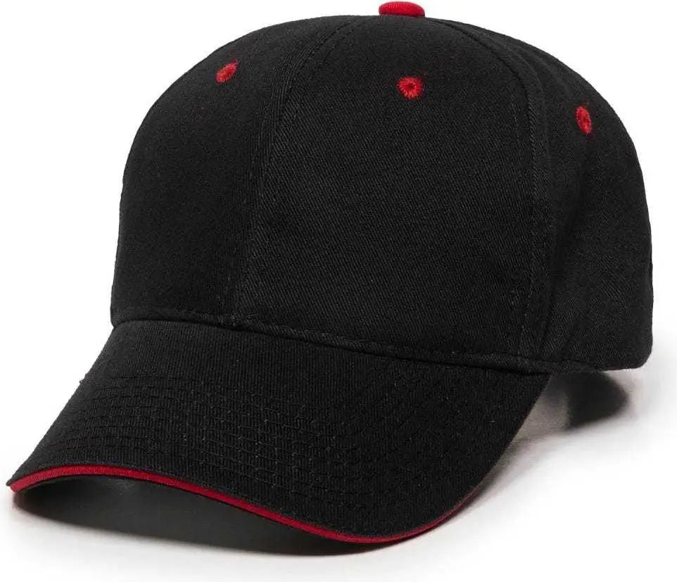 Oc Sports Gl-845 Contrasting Sandwich Button and Eyelet Cap - Black Red - 6 7/8’’ - 7 1/2’’