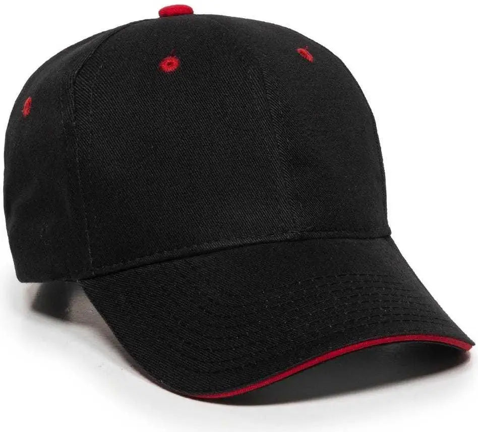 Oc Sports Gl-845 Contrasting Sandwich Button and Eyelet Cap - Black Red - 6 7/8’’ - 7 1/2’’