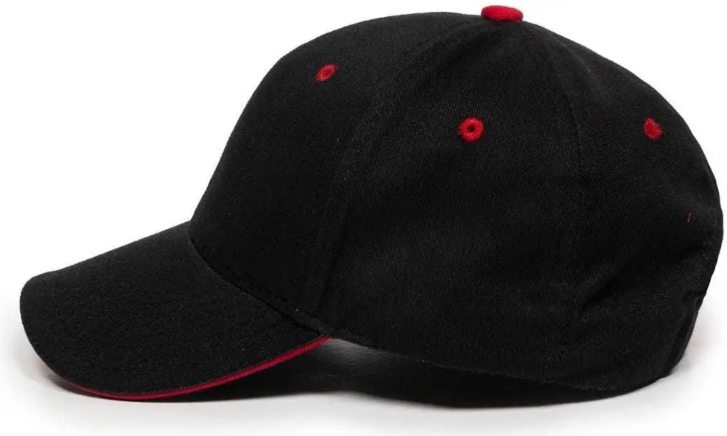 Oc Sports Gl-845 Contrasting Sandwich Button and Eyelet Cap - Black Red - 6 7/8’’ - 7 1/2’’