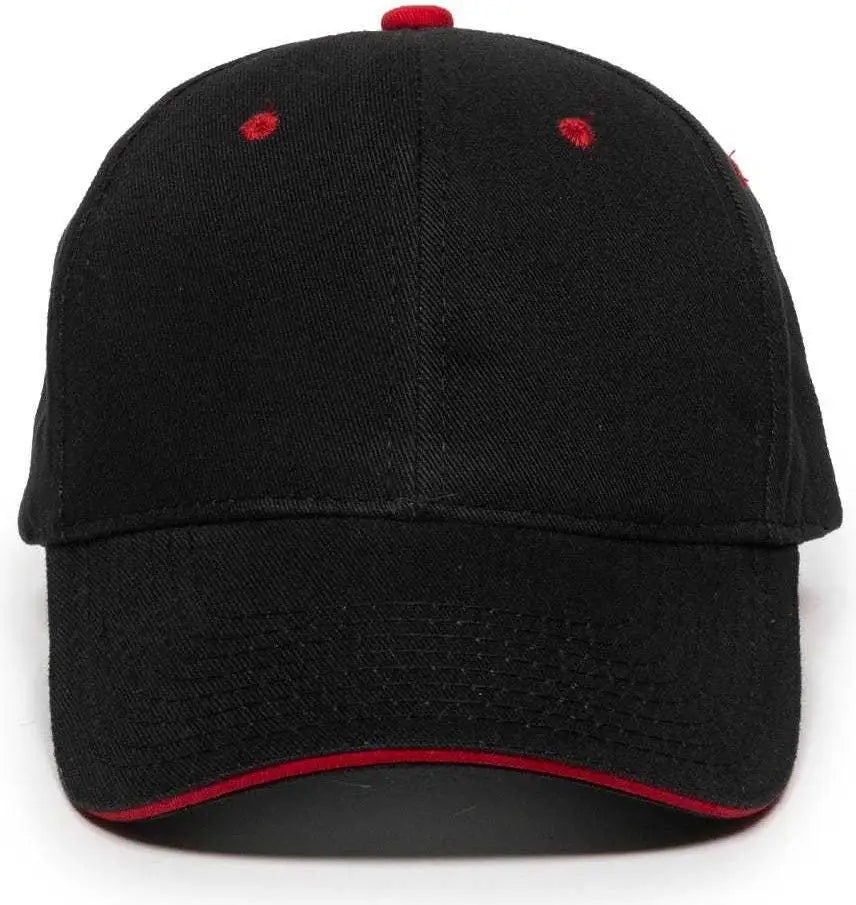 Oc Sports Gl-845 Contrasting Sandwich Button and Eyelet Cap - Black Red - 6 7/8’’ - 7 1/2’’