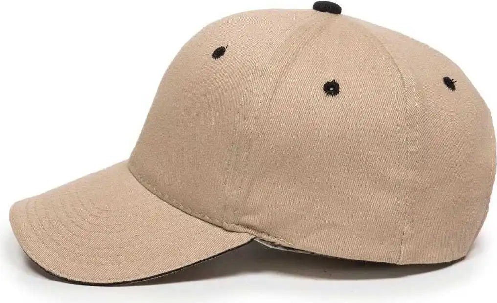Oc Sports Gl-845 Contrasting Sandwich Button and Eyelet Cap - Khaki Black - 6 7/8’’ - 7 1/2’’