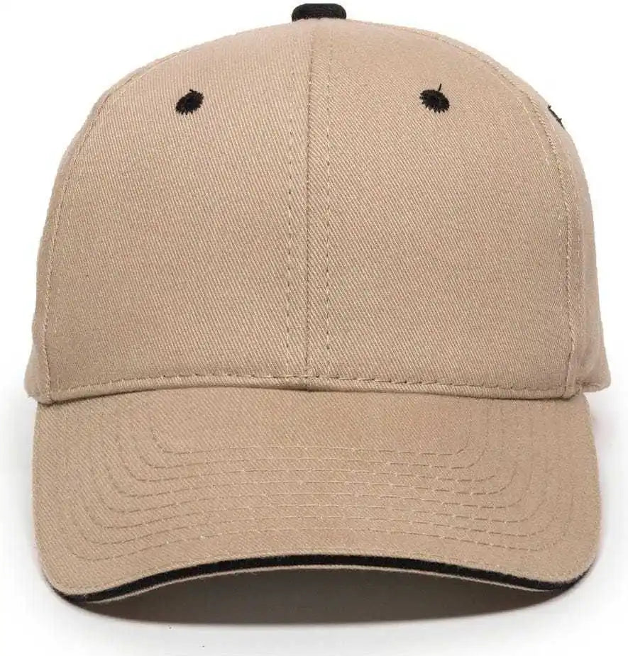 Oc Sports Gl-845 Contrasting Sandwich Button and Eyelet Cap - Khaki Black - 6 7/8’’ - 7 1/2’’