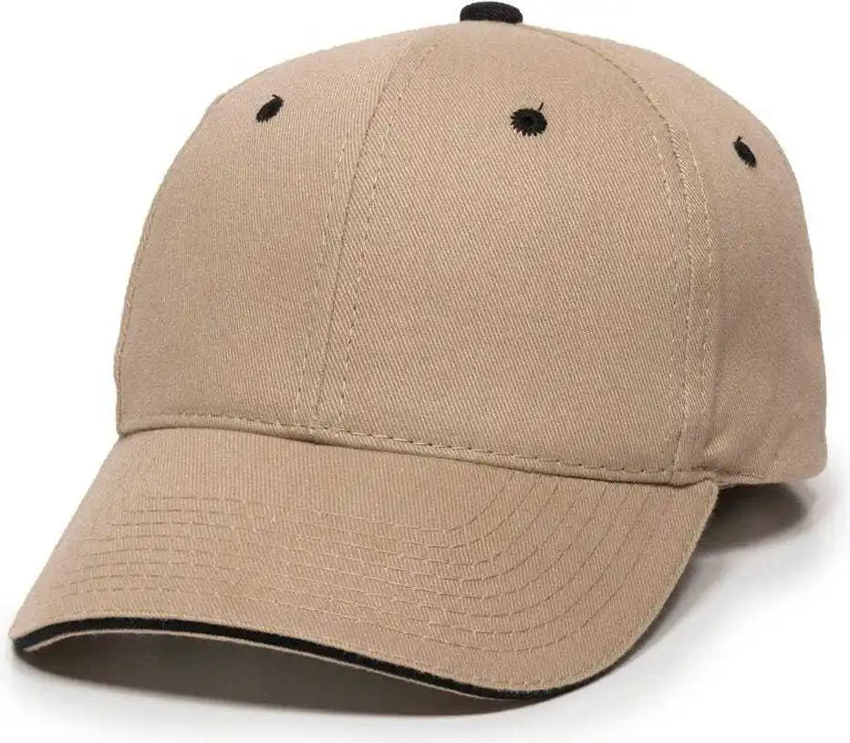Oc Sports Gl-845 Contrasting Sandwich Button and Eyelet Cap - Khaki Black - 6 7/8’’ - 7 1/2’’