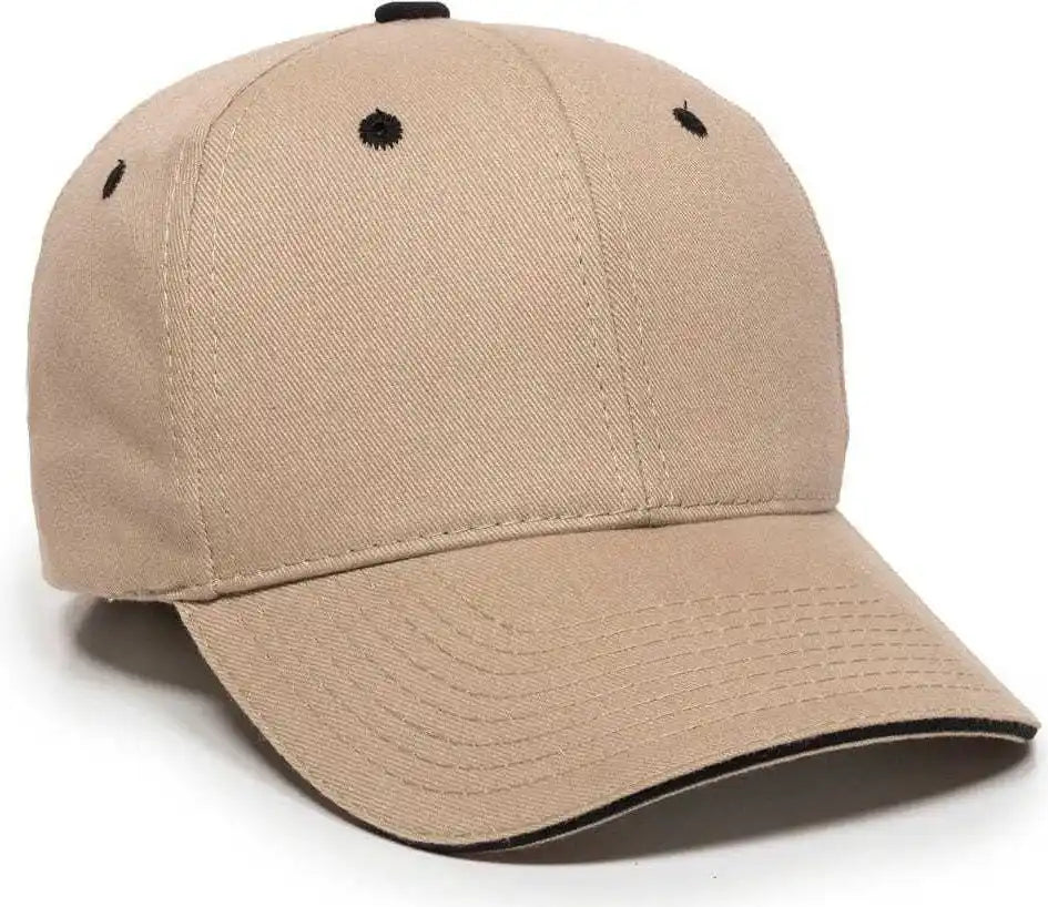 Oc Sports Gl-845 Contrasting Sandwich Button and Eyelet Cap - Khaki Black - 6 7/8’’ - 7 1/2’’