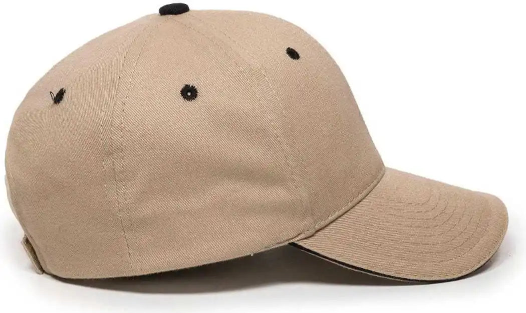 Oc Sports Gl-845 Contrasting Sandwich Button and Eyelet Cap - Khaki Black - 6 7/8’’ - 7 1/2’’