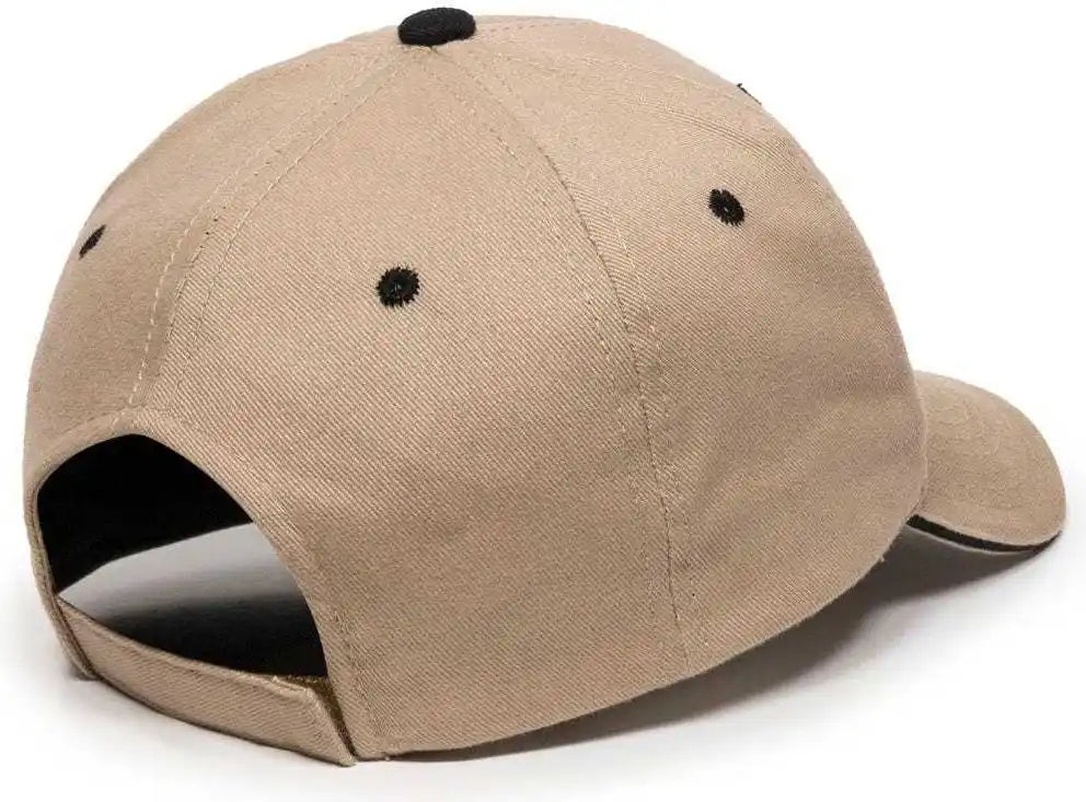 Oc Sports Gl-845 Contrasting Sandwich Button and Eyelet Cap - Khaki Black - 6 7/8’’ - 7 1/2’’