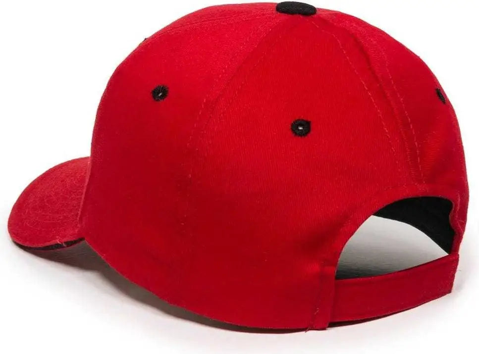Oc Sports Gl-845 Contrasting Sandwich Button and Eyelet Cap - Red Black - 6 7/8’’ - 7 1/2’’
