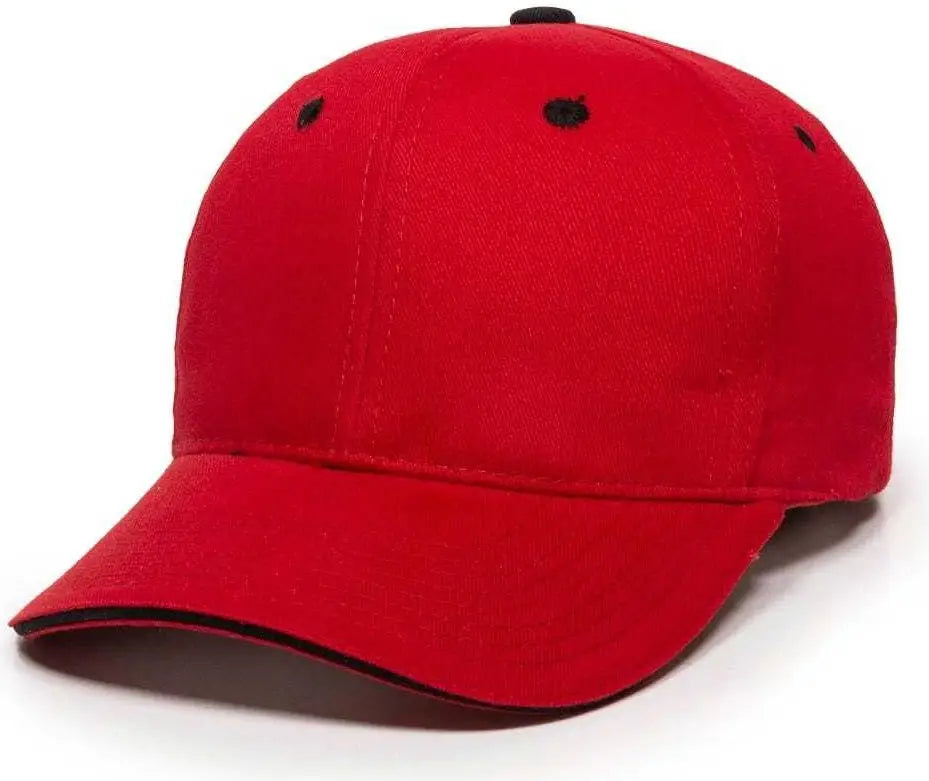 Oc Sports Gl-845 Contrasting Sandwich Button and Eyelet Cap - Red Black - 6 7/8’’ - 7 1/2’’