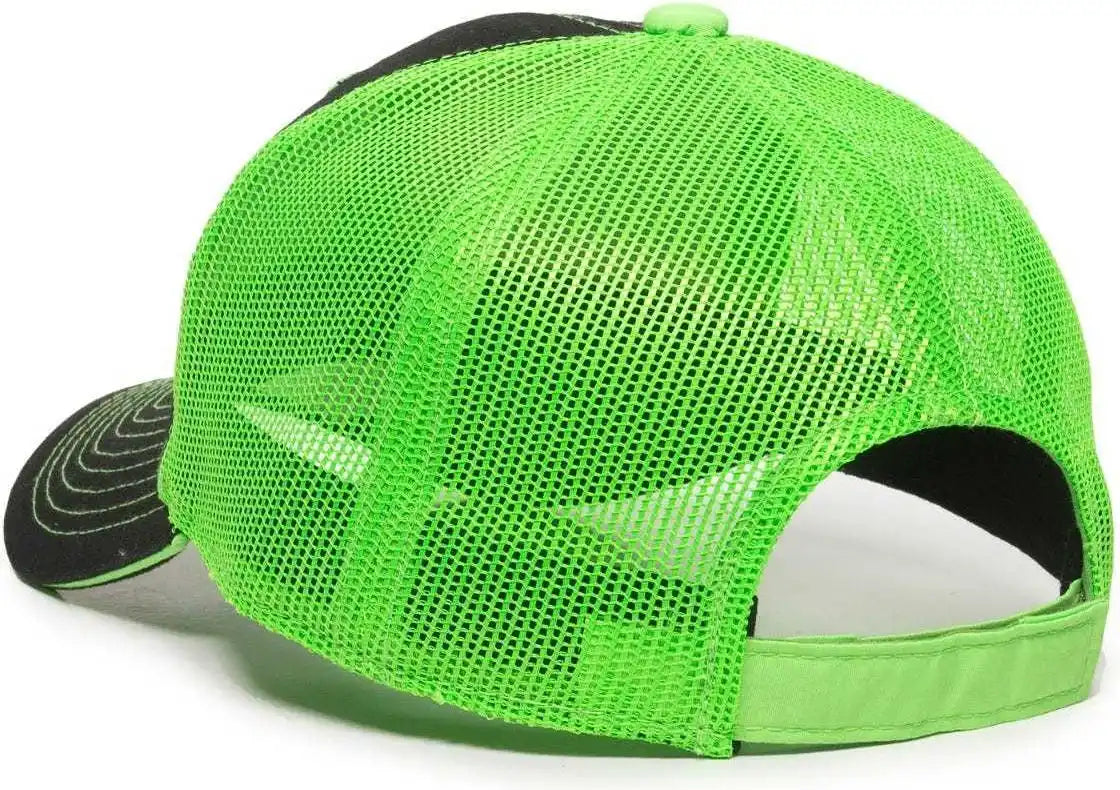 Oc Sports Gwt-101m Adjustable Mesh Back Cap - Black Neon Green - 6 7/8’’ - 7 1/2’’