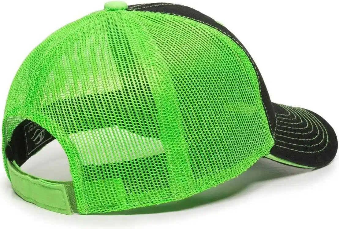 Oc Sports Gwt-101m Adjustable Mesh Back Cap - Black Neon Green - 6 7/8’’ - 7 1/2’’