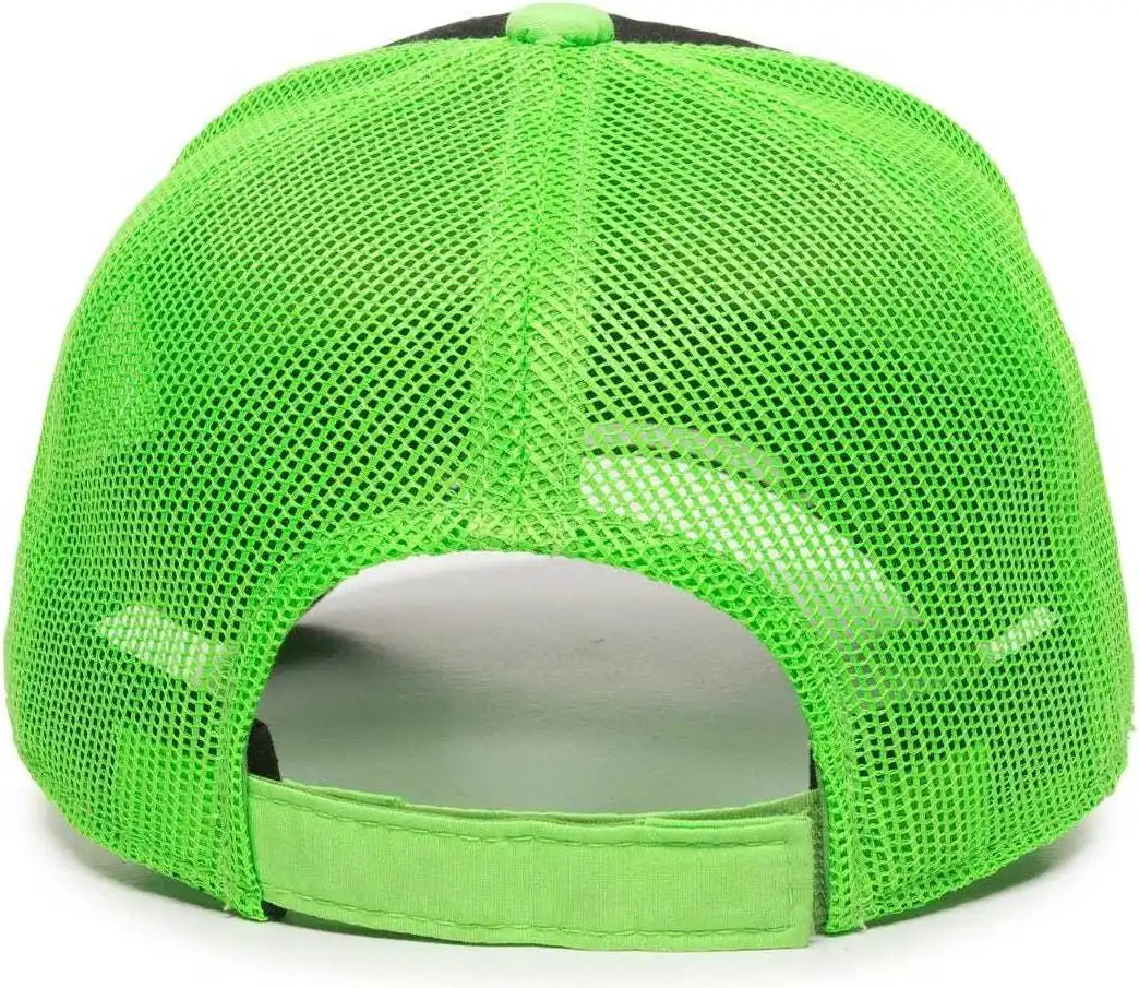 Oc Sports Gwt-101m Adjustable Mesh Back Cap - Black Neon Green - 6 7/8’’ - 7 1/2’’