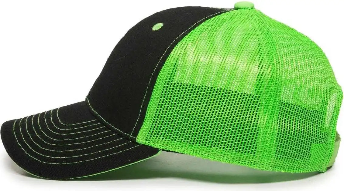 Oc Sports Gwt-101m Adjustable Mesh Back Cap - Black Neon Green - 6 7/8’’ - 7 1/2’’