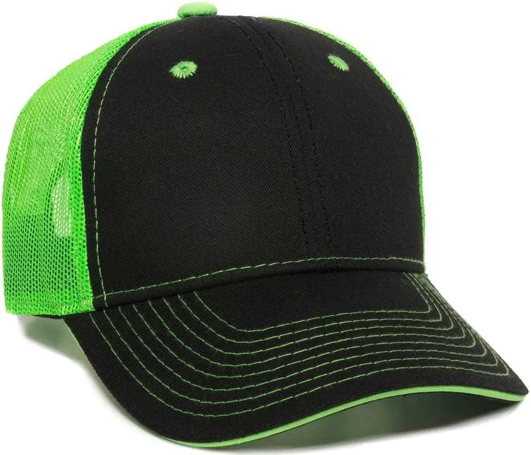 Oc Sports Gwt-101m Adjustable Mesh Back Cap - Black Neon Green