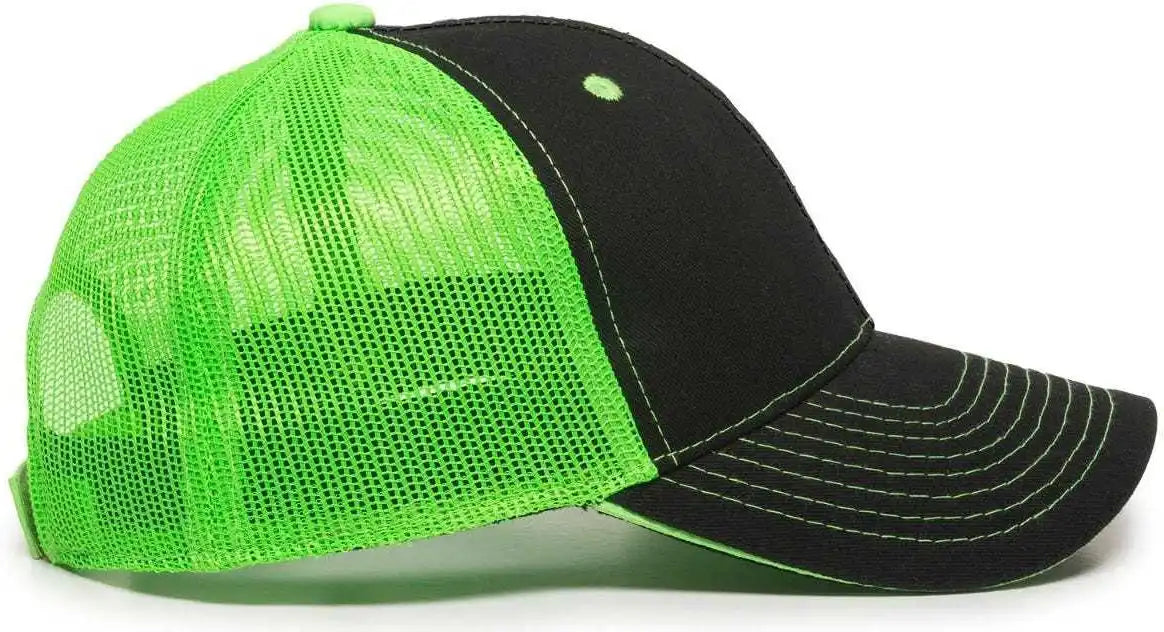 Oc Sports Gwt-101m Adjustable Mesh Back Cap - Black Neon Green - 6 7/8’’ - 7 1/2’’